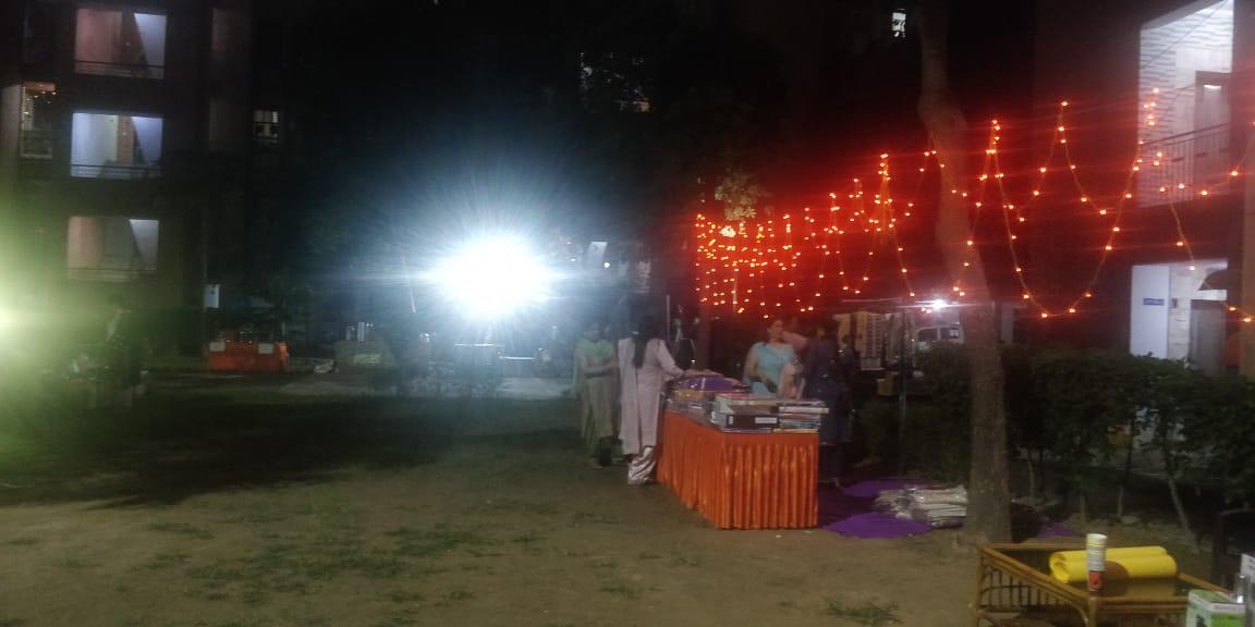 Diwali food and lights setup